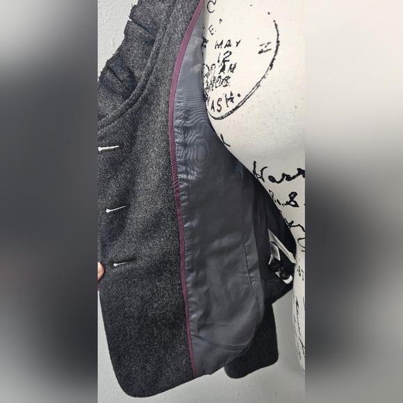 Ann Taylor Loft Women's Grey Wool Blend Ruffled Collar Crop Blazer Size 0P NWT - Picture 7 of 13